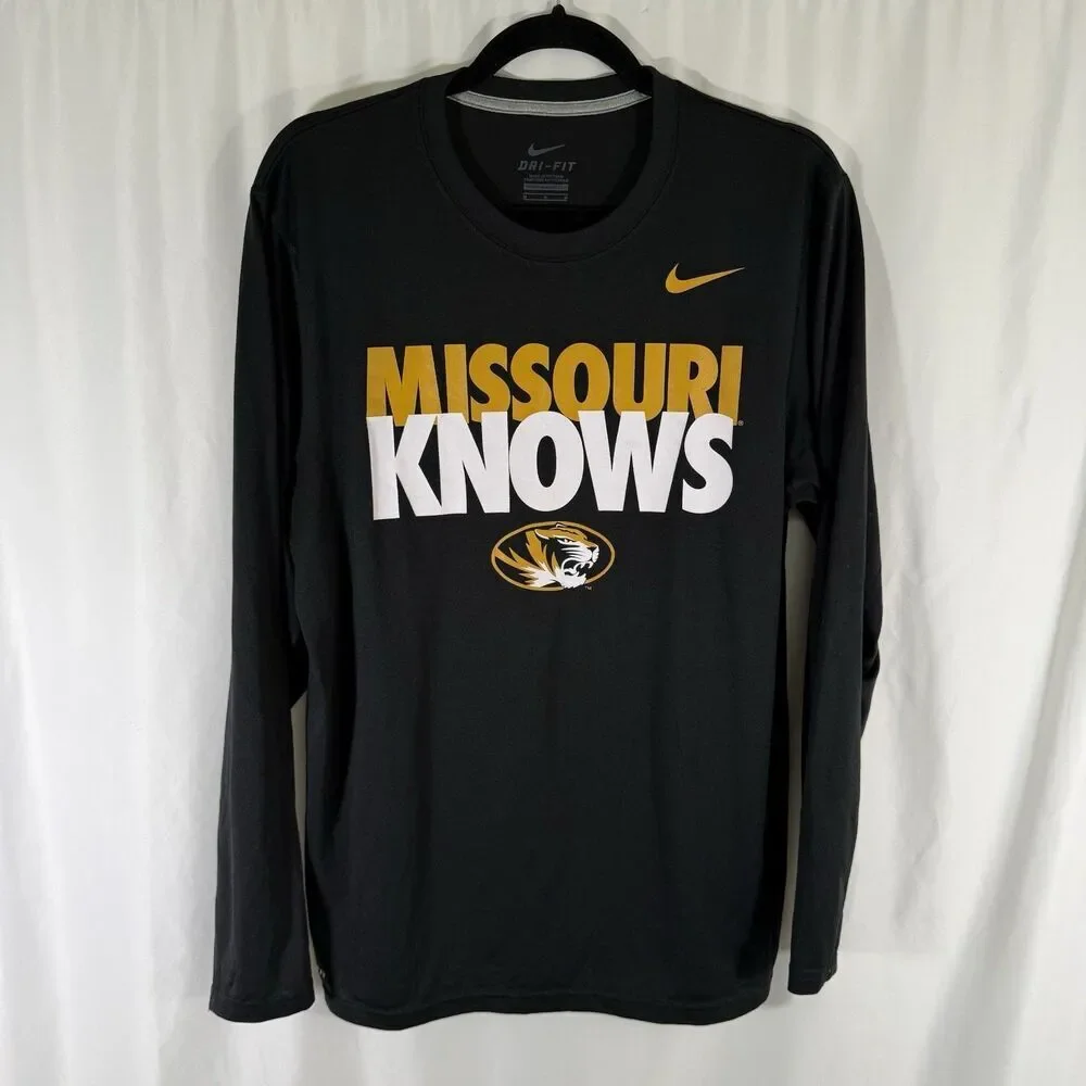 Nike Missou Shirt Men's Medium Black Missouri Knows Long Sleeve DriFit